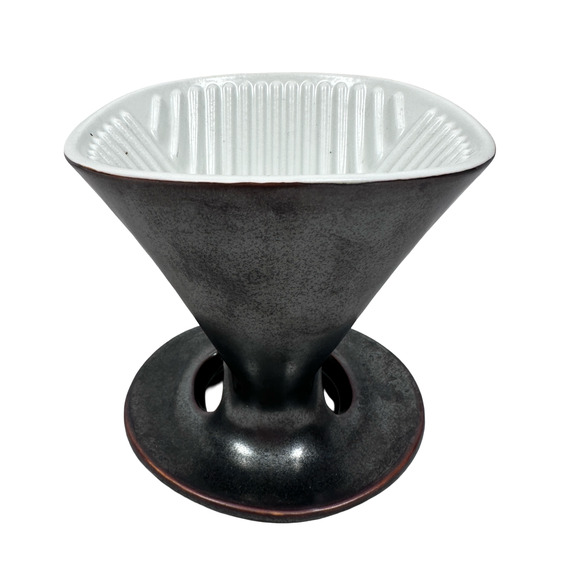 Melitta Signature Series Pour-Over Cone Coffeemaker Porcelain Glossy Gray Brown - Picture 2 of 6